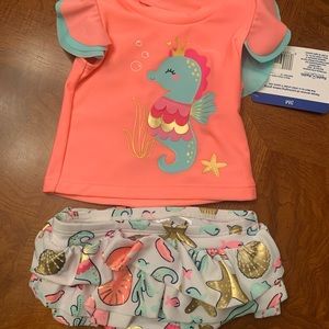NWT-Infant Girls Wetsuit Club 2-Piece Swimsuit